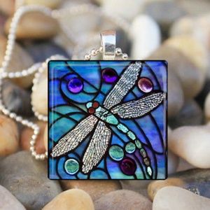 Dragonfly Photo Glass Cabochon Neclace! Boho